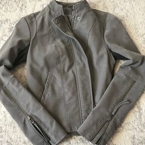 Free People Faux Leather Jacket - Steel Mill Gray
